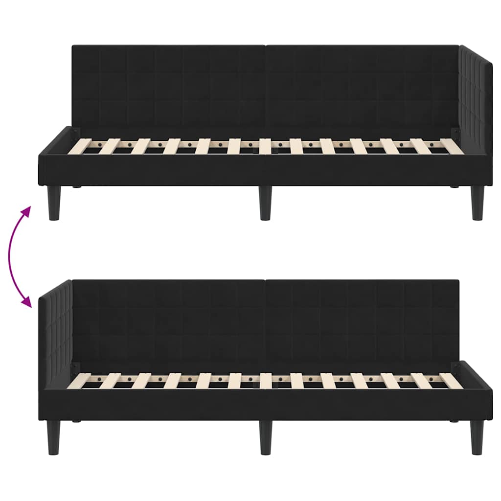 Cornice del letto ad angolo Nero 80 cm x 200 cm Velluto | homemem39
