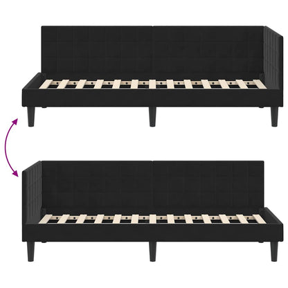 Cornice del letto ad angolo Nero 80 cm x 200 cm Velluto | homemem39