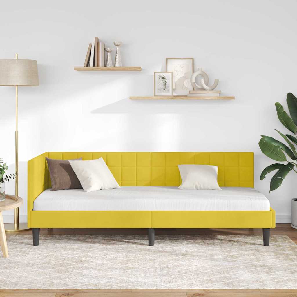 Cornice del letto ad angolo Giallo 80 cm x 200 cm Velluto | homemem39