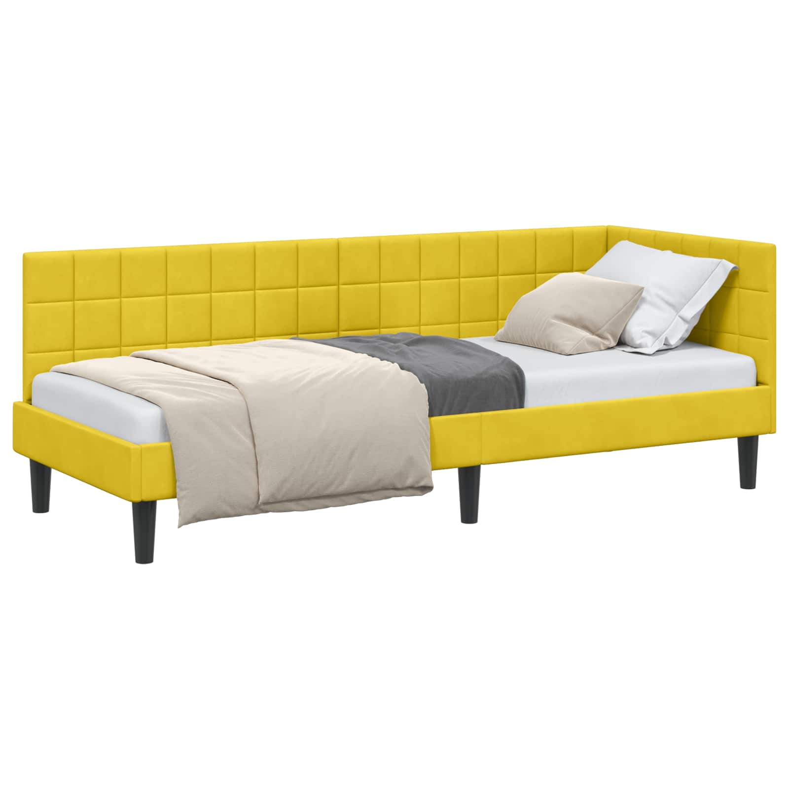 Cornice del letto ad angolo Giallo 80 cm x 200 cm Velluto | homemem39