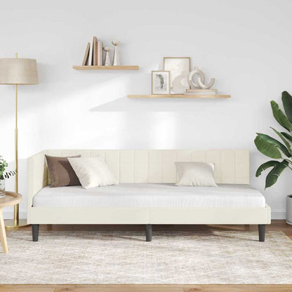 Cornice del letto ad angolo Crema 80 cm x 200 cm Velluto