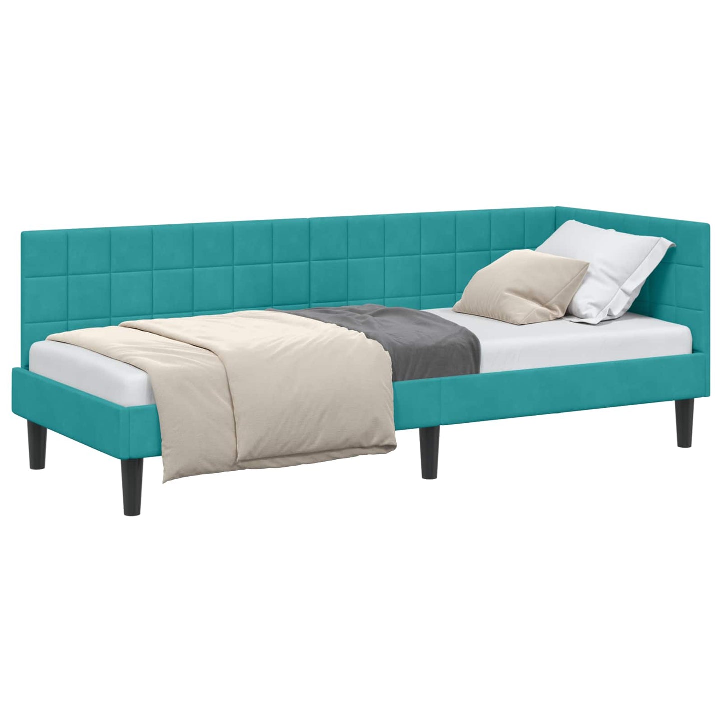 Cornice del letto ad angolo Turchese 80 cm x 200 cm Velluto