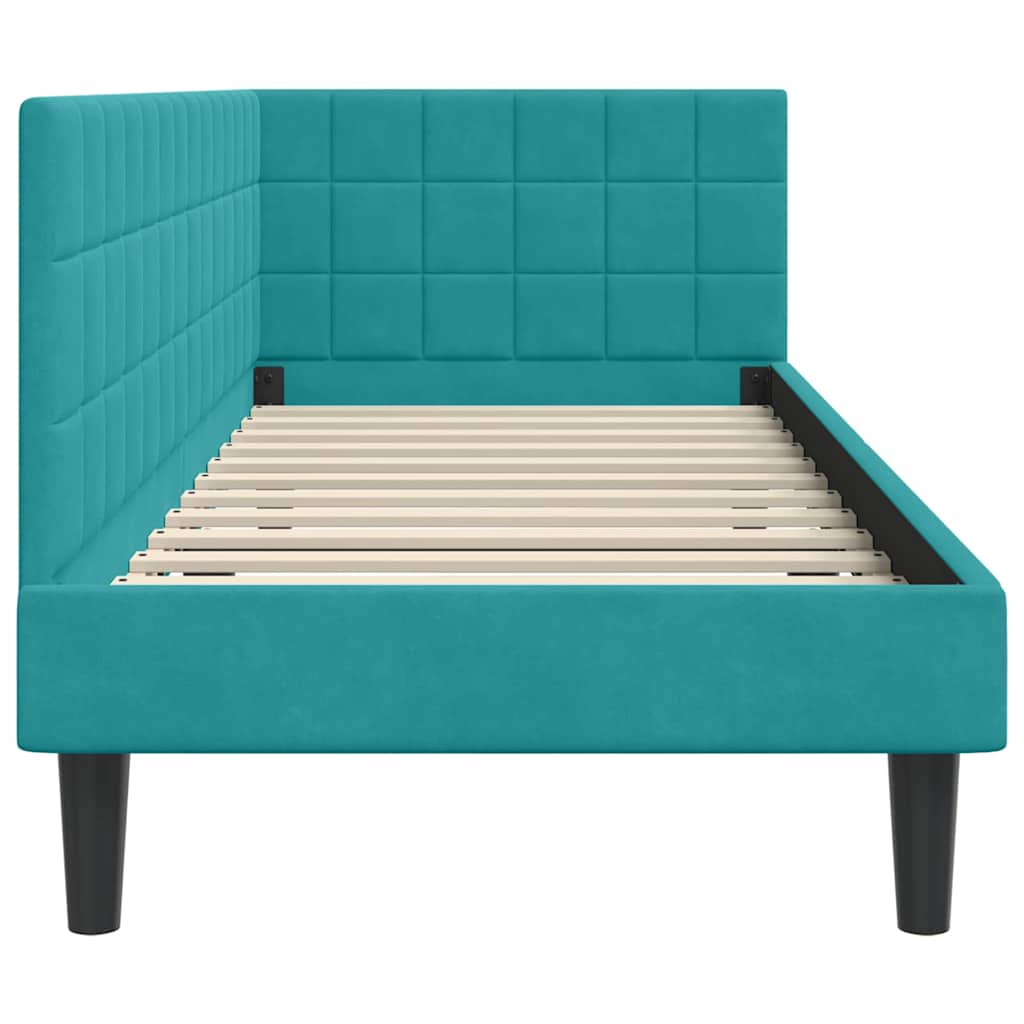 Cornice del letto ad angolo Turchese 80 cm x 200 cm Velluto