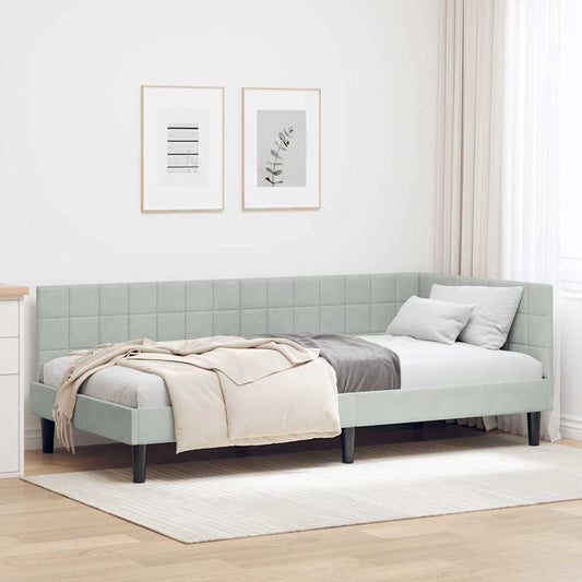 Cornice del letto ad angolo Grigio chiaro 90 cm x 190 cm