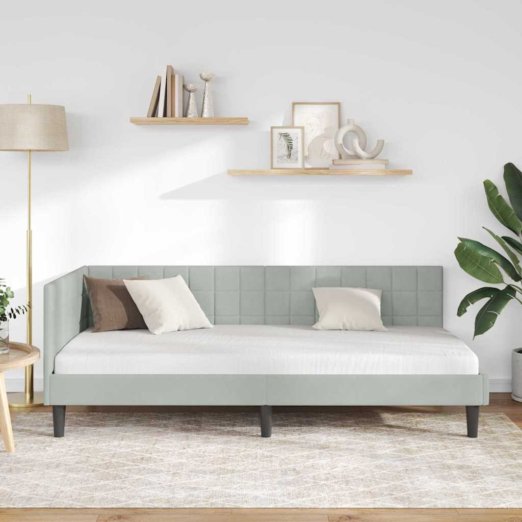Cornice del letto ad angolo Grigio chiaro 90 cm x 190 cm | homemem39