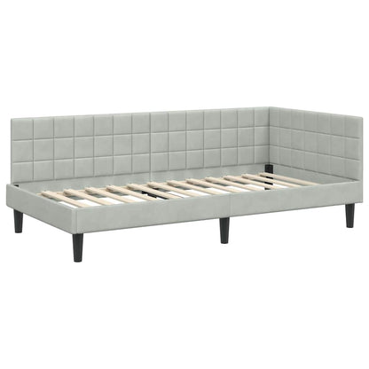 Cornice del letto ad angolo Grigio chiaro 90 cm x 190 cm | homemem39