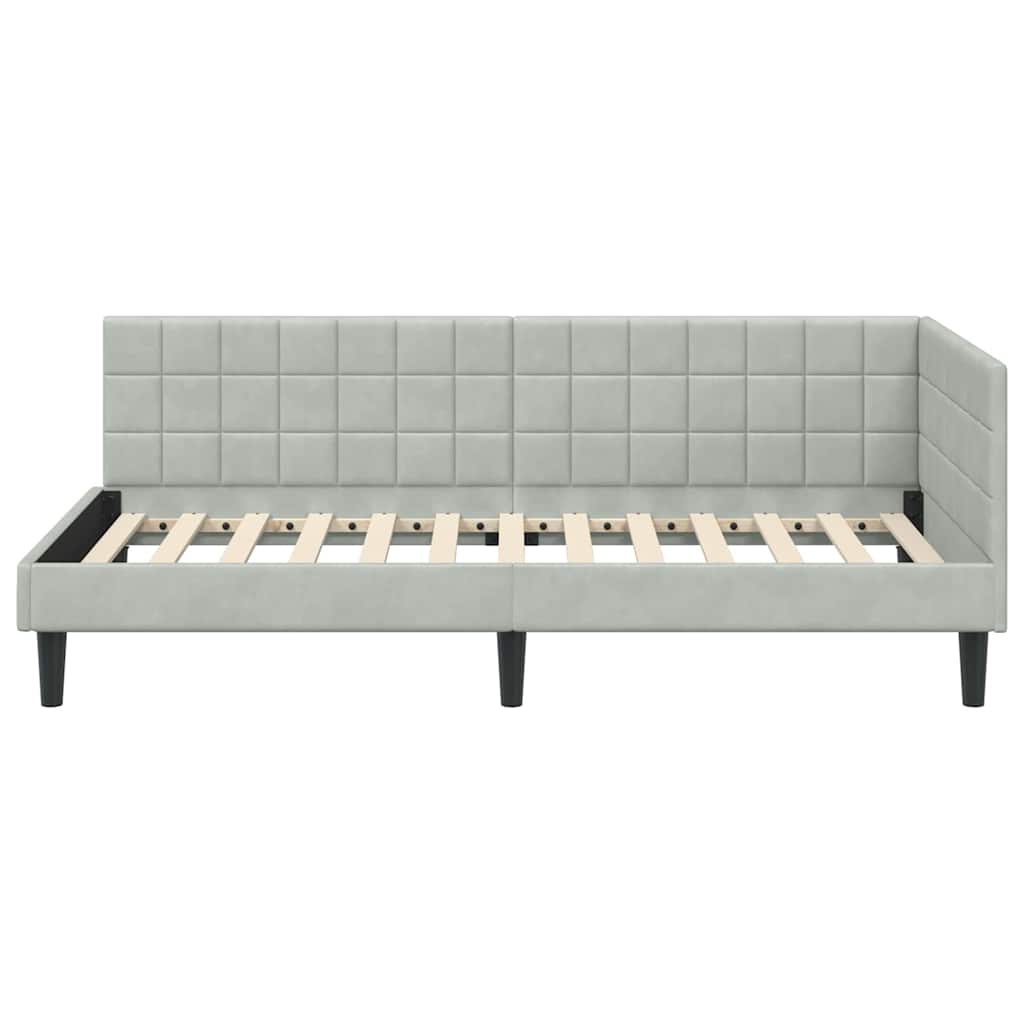 Cornice del letto ad angolo Grigio chiaro 90 cm x 190 cm | homemem39