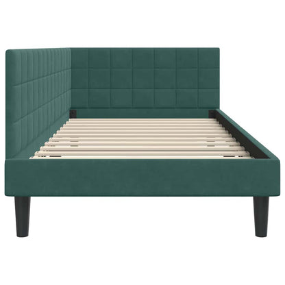 Cornice del letto ad angolo Verde Scuro 90 cm x 190 cm Velluto | homemem39
