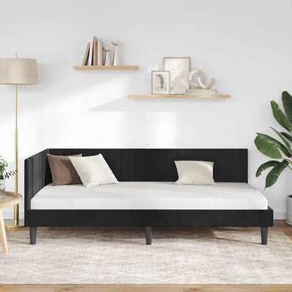 Cornice del letto ad angolo Nero 90 cm x 190 cm Velluto | homemem39