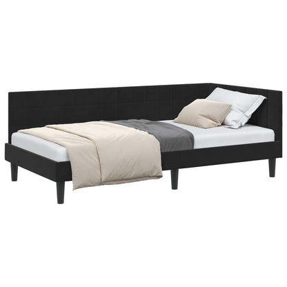 Cornice del letto ad angolo Nero 90 cm x 190 cm Velluto | homemem39