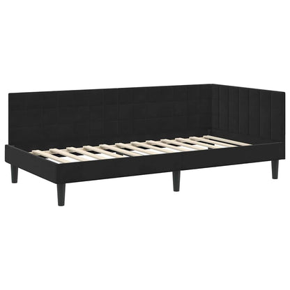 Cornice del letto ad angolo Nero 90 cm x 190 cm Velluto | homemem39