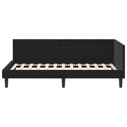 Cornice del letto ad angolo Nero 90 cm x 190 cm Velluto | homemem39