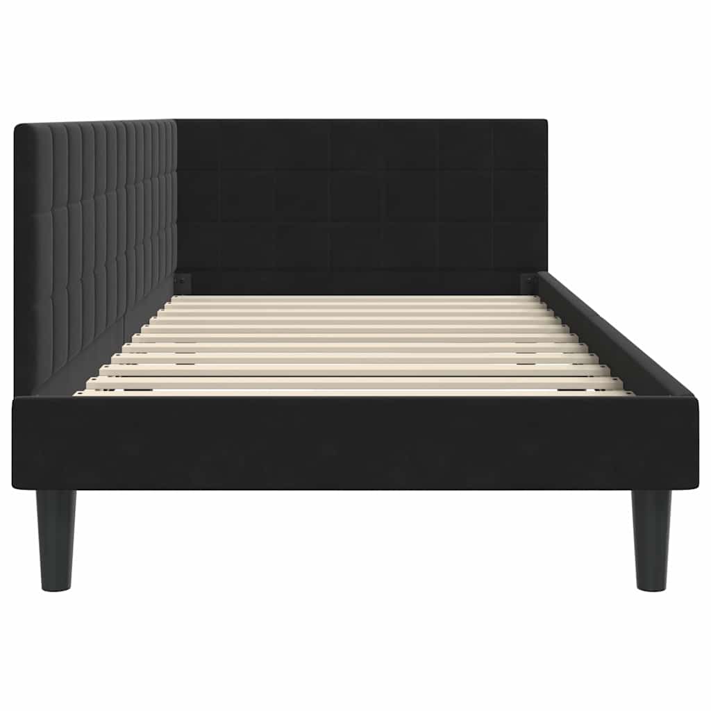 Cornice del letto ad angolo Nero 90 cm x 190 cm Velluto | homemem39
