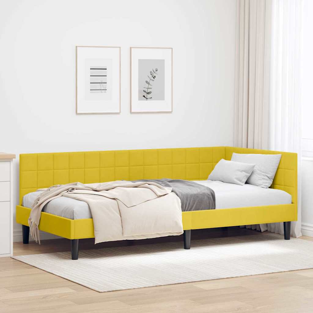 Cornice del letto ad angolo Giallo 90 cm x 190 cm Velluto