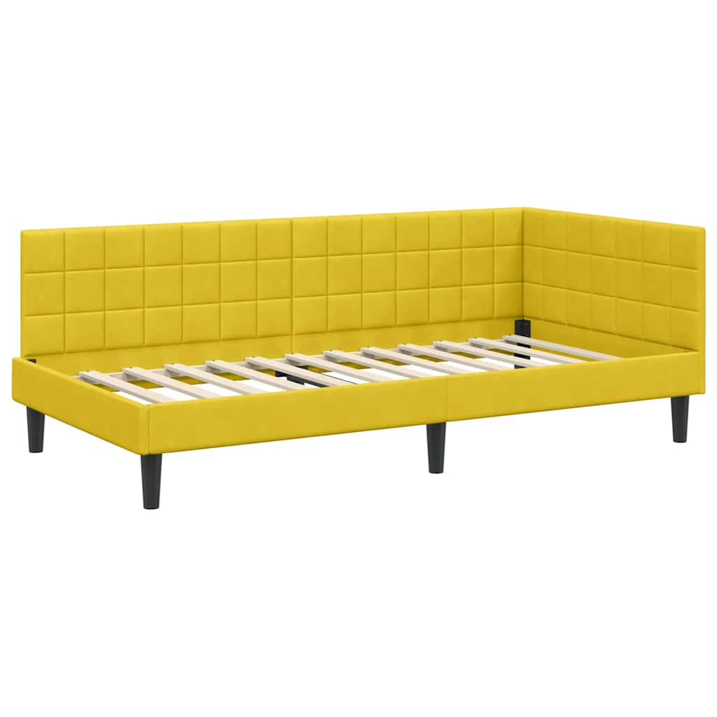Cornice del letto ad angolo Giallo 90 cm x 190 cm Velluto