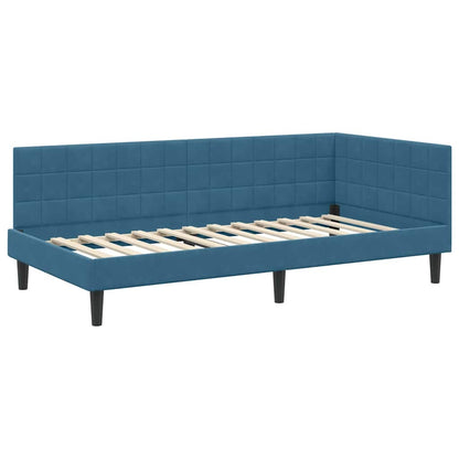Cornice del letto ad angolo Blu 90 cm x 200 cm Velluto | homemem39