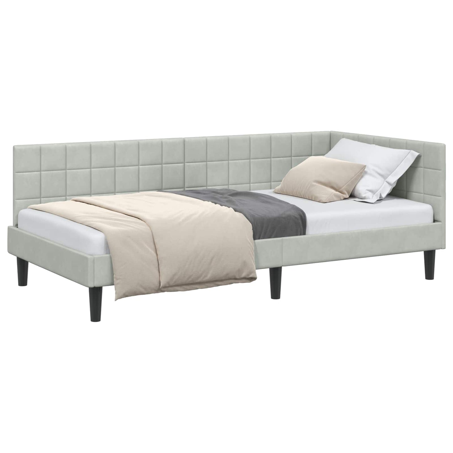 Cornice del letto ad angolo Grigio chiaro 90 cm x 200 cm | homemem39