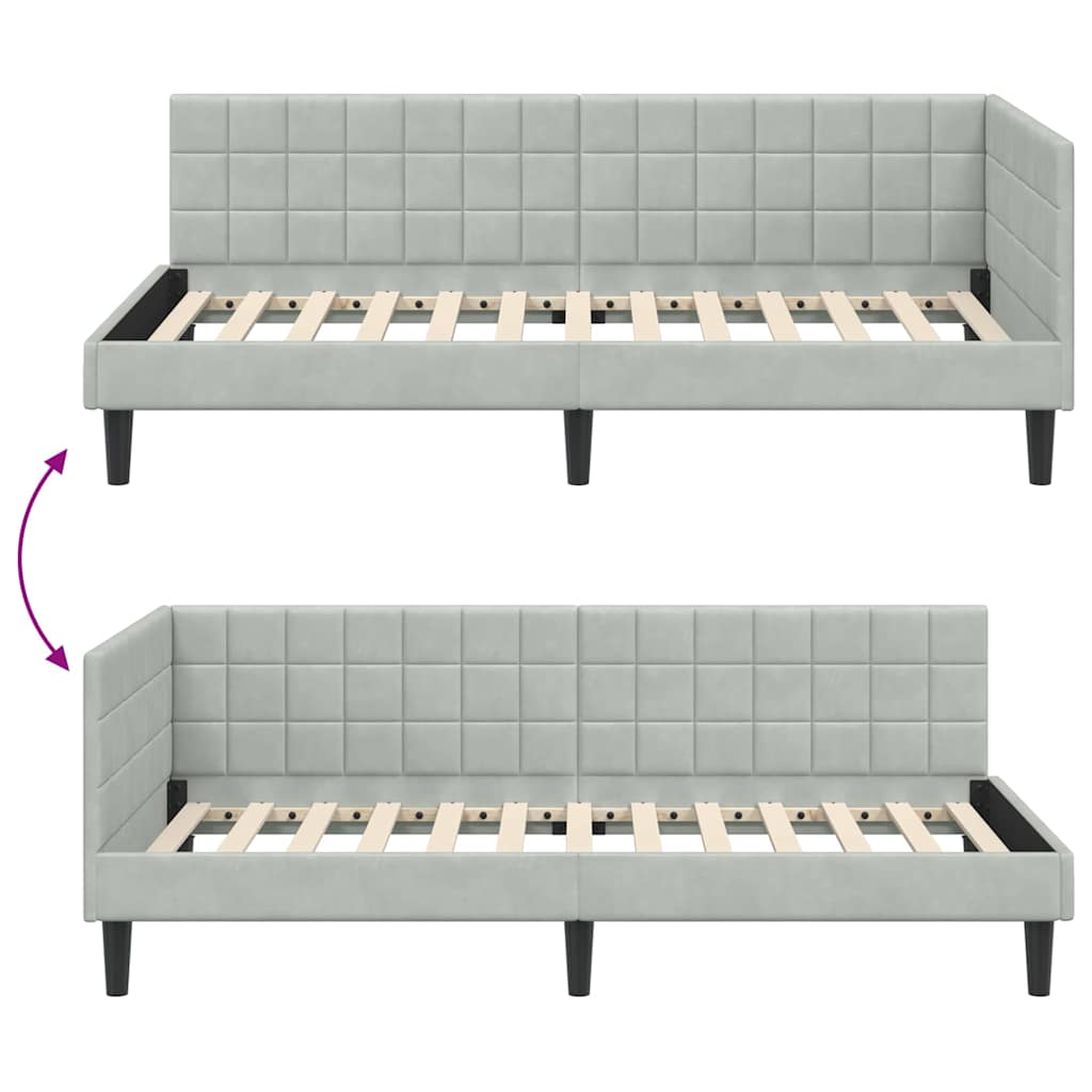 Cornice del letto ad angolo Grigio chiaro 90 cm x 200 cm | homemem39
