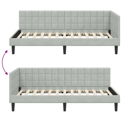 Cornice del letto ad angolo Grigio chiaro 90 cm x 200 cm | homemem39