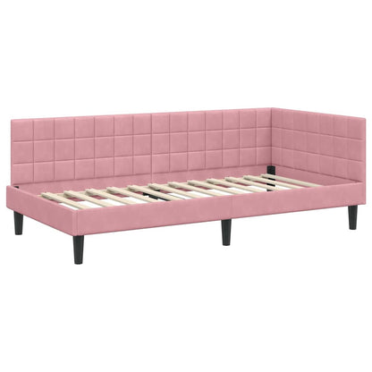 Cornice del letto ad angolo Rosa 90 x 200 cm Velluto | homemem39