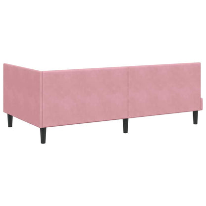 Cornice del letto ad angolo Rosa 90 x 200 cm Velluto | homemem39