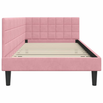 Cornice del letto ad angolo Rosa 90 x 200 cm Velluto | homemem39