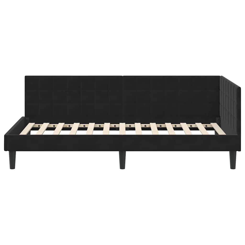 Cornice del letto ad angolo Nero 90 cm x 200 cm Velluto | homemem39