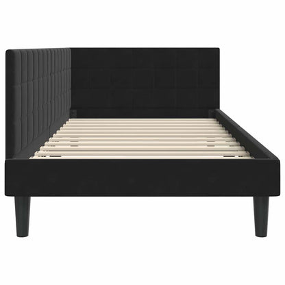 Cornice del letto ad angolo Nero 90 cm x 200 cm Velluto | homemem39