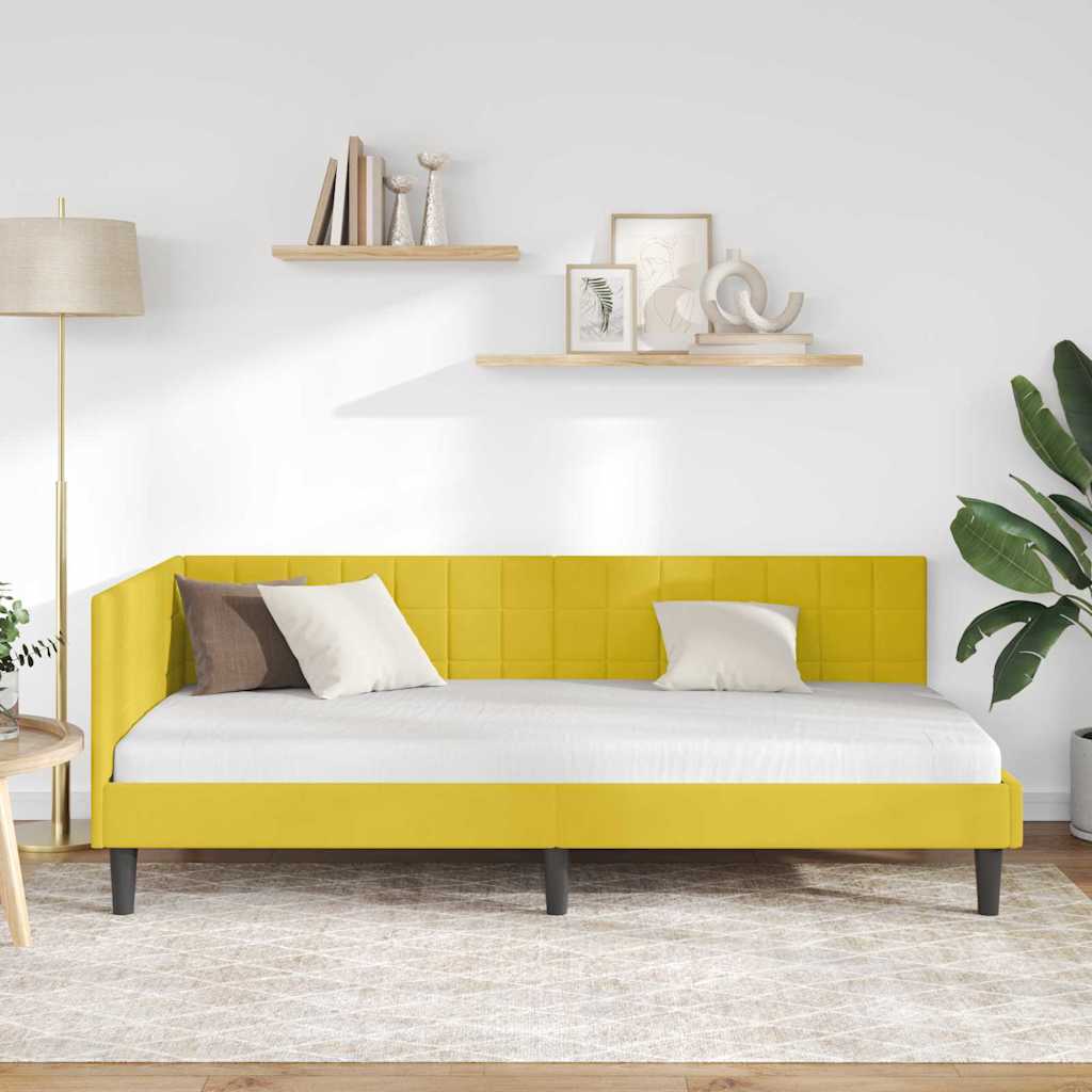 Cornice del letto ad angolo Giallo 90 cm x 200 cm Velluto | homemem39