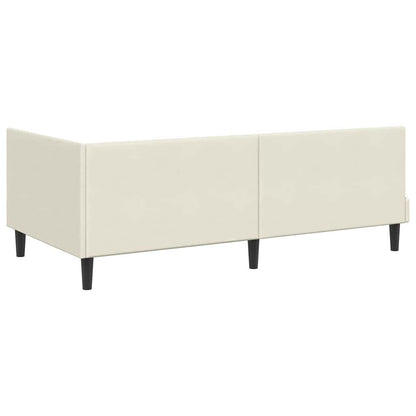Cornice del letto ad angolo Crema 90 cm x 200 cm Velluto | homemem39