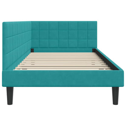 Cornice del letto ad angolo Turchese 90 cm x 200 cm Velluto | homemem39