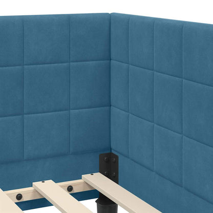 Cornice del letto ad angolo Blu 100 cm x 200 cm Velluto