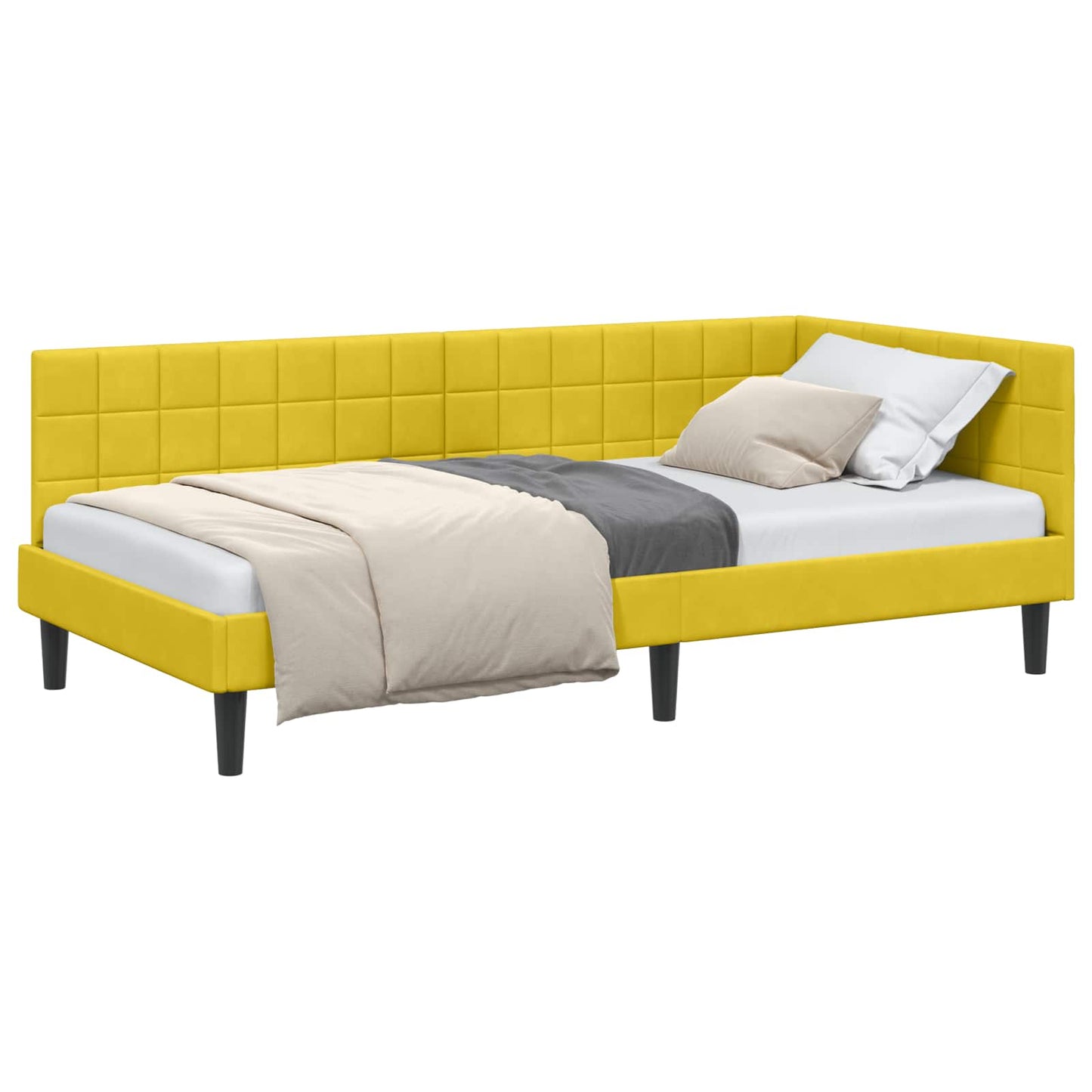 Cornice del letto ad angolo Giallo 100 cm x 200 cm Velluto | homemem39