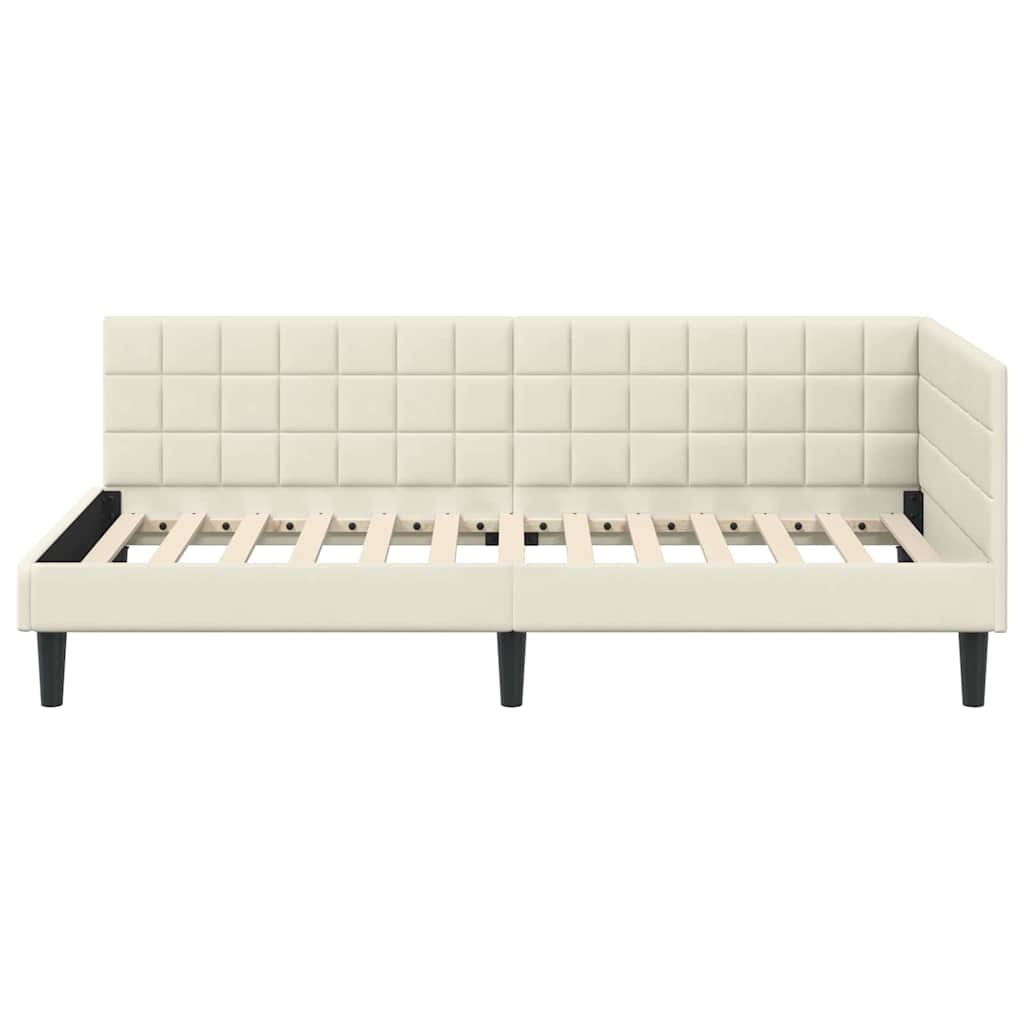Cornice del letto ad angolo Crema 100 cm x 200 cm Velluto | homemem39