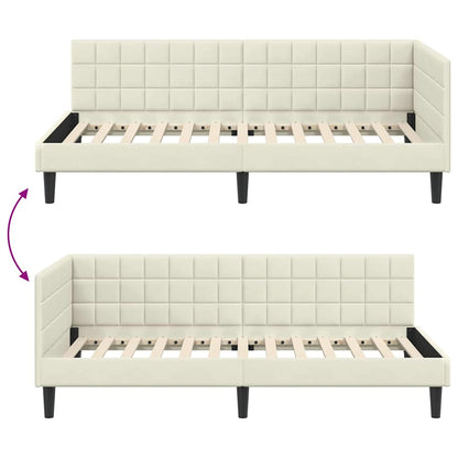 Cornice del letto ad angolo Crema 100 cm x 200 cm Velluto | homemem39