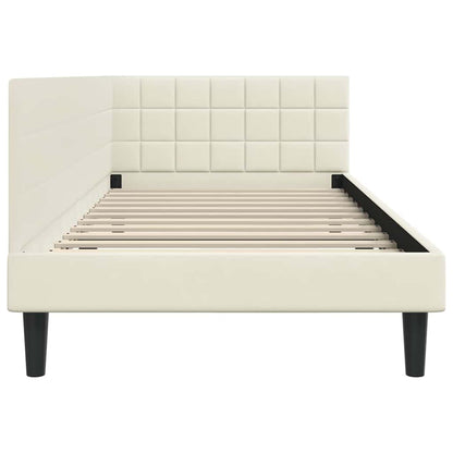 Cornice del letto ad angolo Crema 100 cm x 200 cm Velluto | homemem39