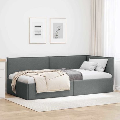 Cornice del letto ad angolo Grigio scuro 80 x 200 cm Tessuto | homemem39