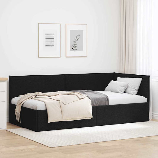 Cornice del letto ad angolo Nero 80 x 200 cm Tessuto | homemem39