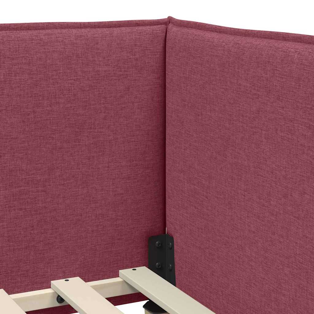 Cornice del letto ad angolo Rosso Vino 80 x 200 cm Tessuto | homemem39