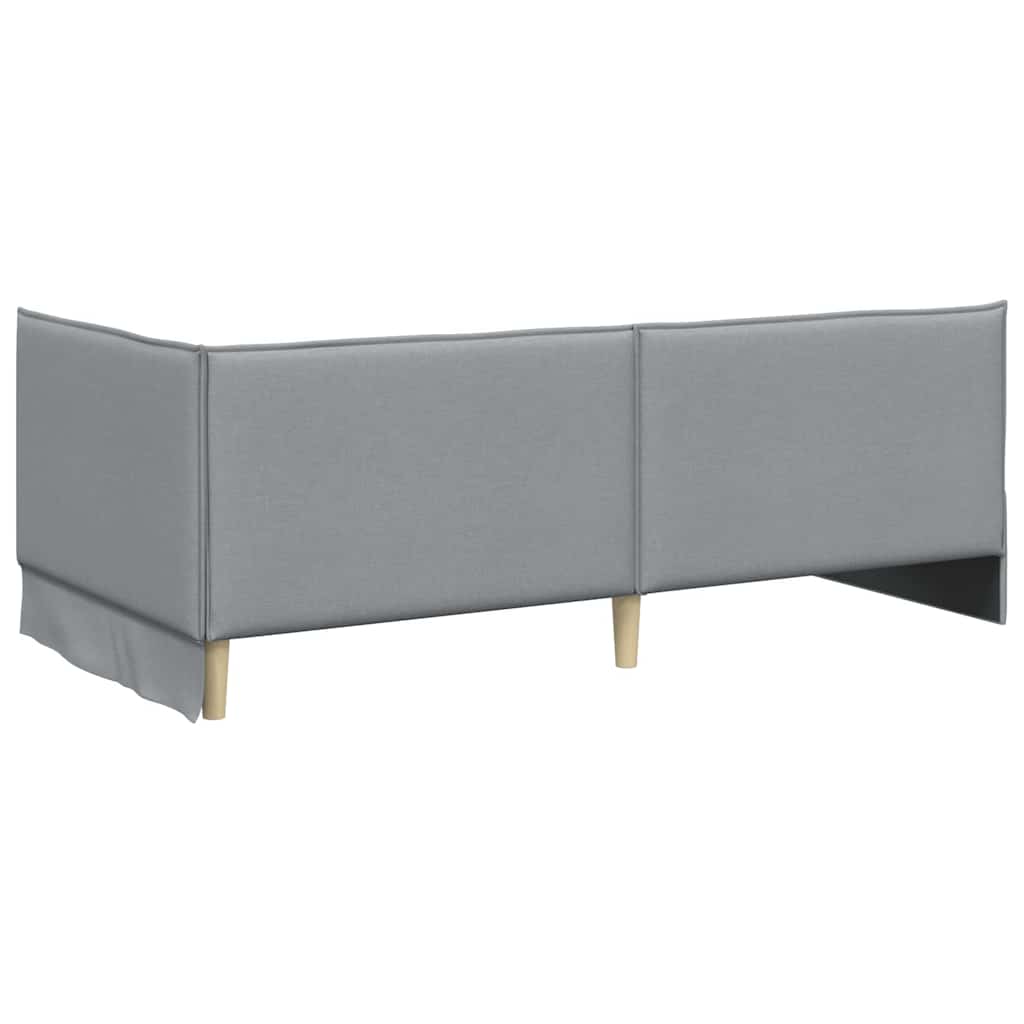 Cornice del letto ad angolo Grigio chiaro 90 x 190 cm Tessuto | homemem39