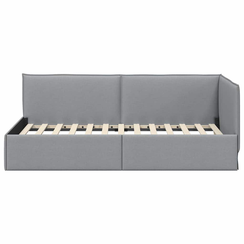 Cornice del letto ad angolo Grigio chiaro 90 x 190 cm Tessuto | homemem39