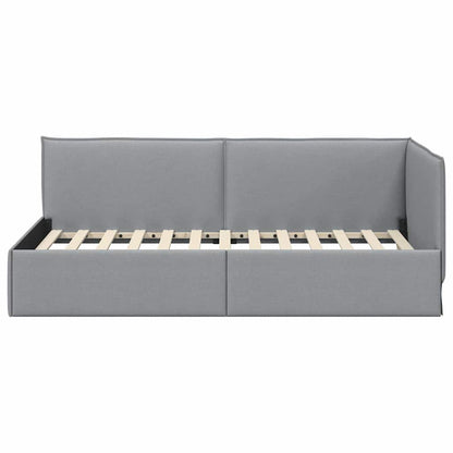 Cornice del letto ad angolo Grigio chiaro 90 x 190 cm Tessuto | homemem39