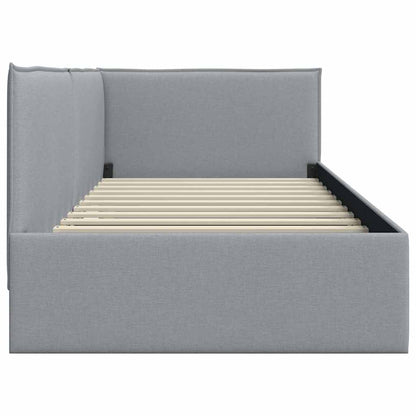 Cornice del letto ad angolo Grigio chiaro 90 x 190 cm Tessuto | homemem39