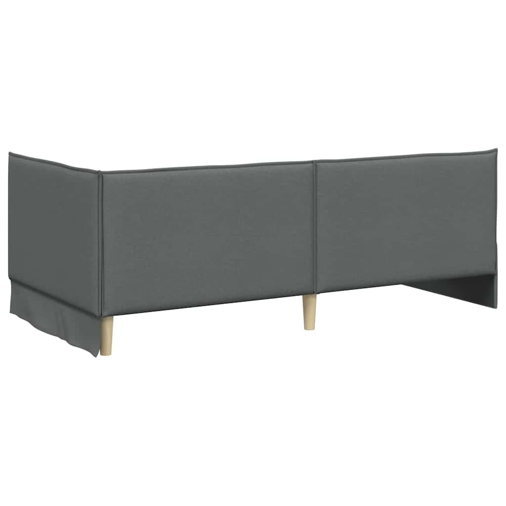 Cornice del letto ad angolo Grigio scuro 90 x 190 cm Tessuto | homemem39
