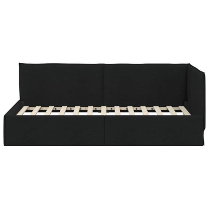 Cornice del letto ad angolo Nero 90 x 190 cm Velluto