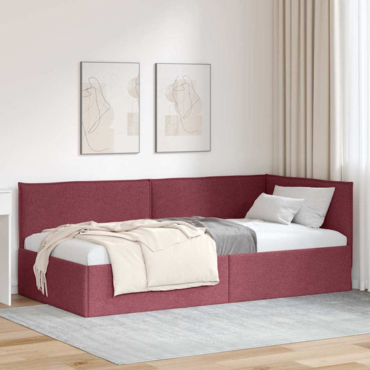 Cornice del letto ad angolo Rosso Vino 90 x 190 cm Tessuto | homemem39