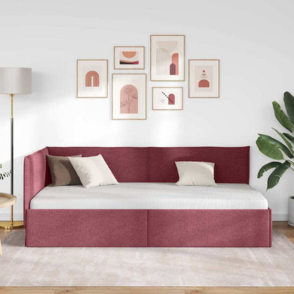 Cornice del letto ad angolo Rosso Vino 90 x 190 cm Tessuto | homemem39