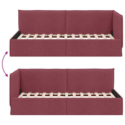 Cornice del letto ad angolo Rosso Vino 90 x 190 cm Velluto