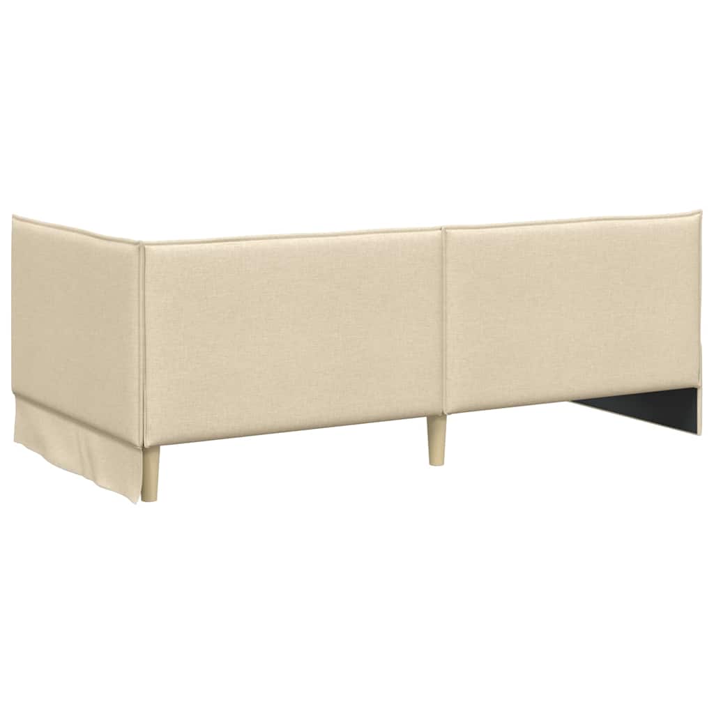 Cornice del letto ad angolo Crema 90 x 190 cm Tessuto | homemem39