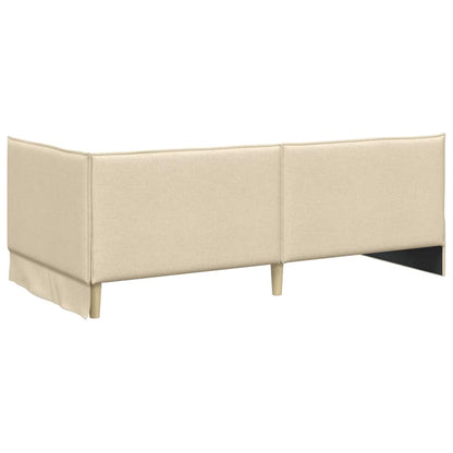 Cornice del letto ad angolo Crema 90 x 190 cm Tessuto | homemem39